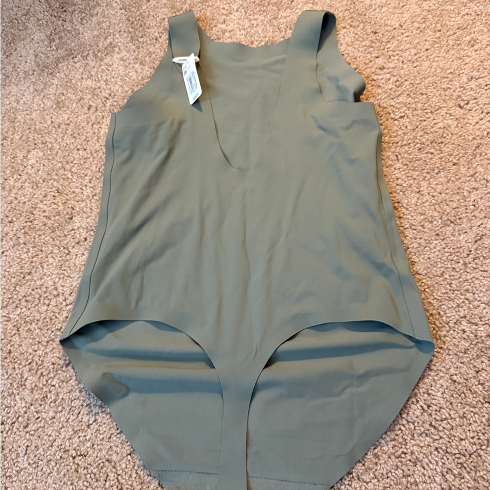 aerie Sage Green Scoop Neck Bodysuit - Picture 2 of 7